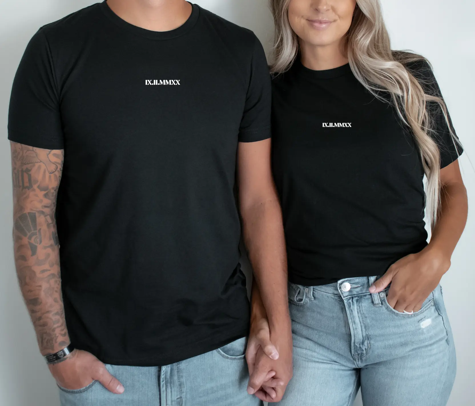 Párová trika s datumem římská čísla ČERNÁ