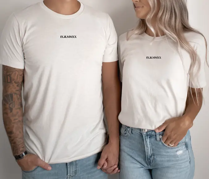 Párová trika s datumem římská čísla BÍLÁ