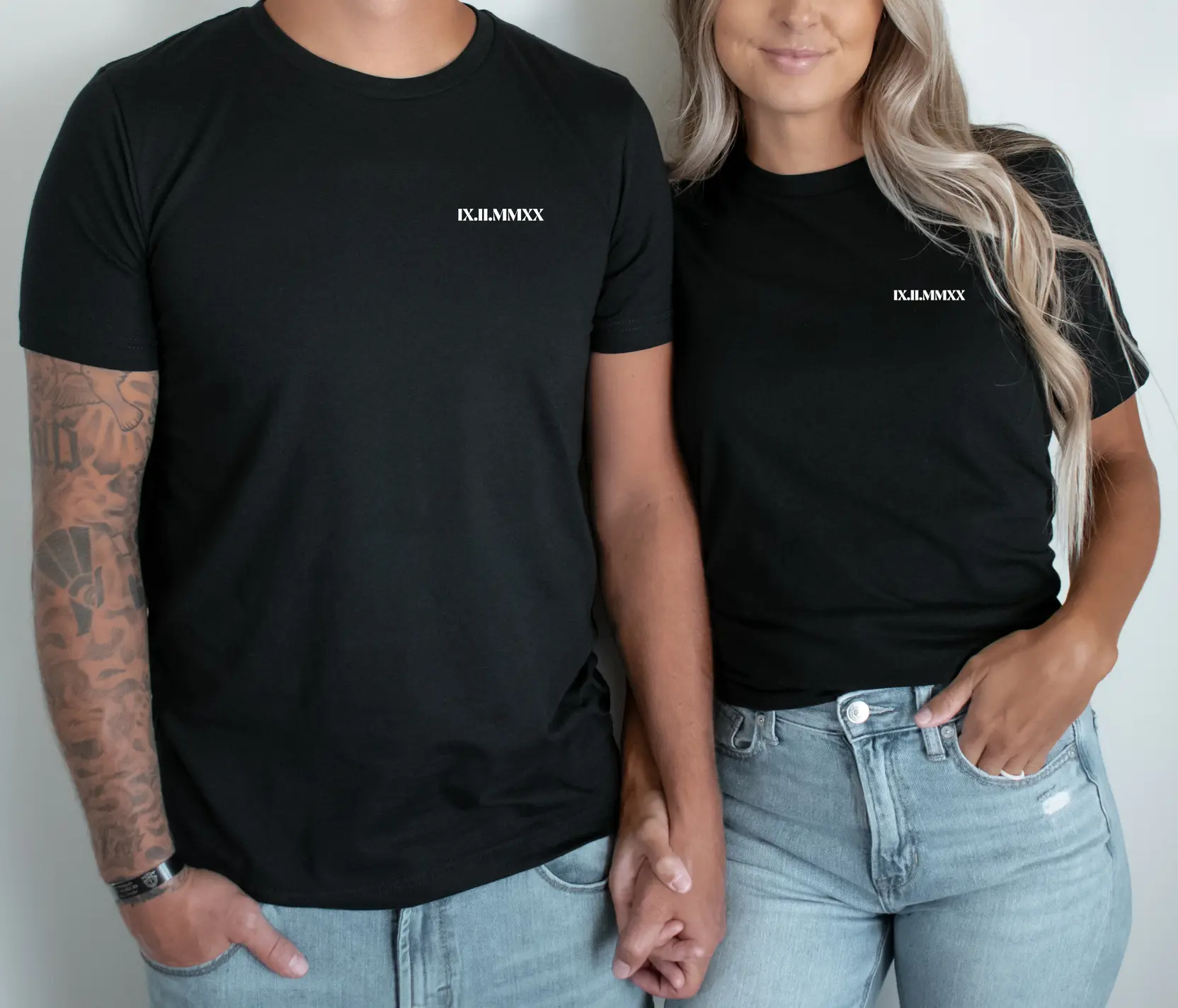 Párová trika s datumem římská čísla ČERNÁ